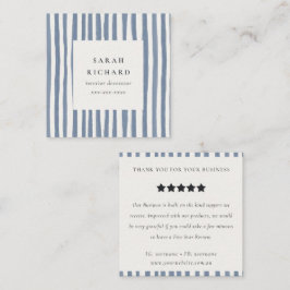 Boho Dusky Blue Watercolor Strips Review Request スクエア名刺