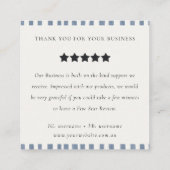 Boho Dusky Blue Watercolor Strips Review Request スクエア名刺 (裏面)