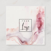 Boho Dusky Pink Red Watercolor Agate Logo スクエア名刺 (正面)