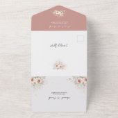 Boho Dustyバラ素朴フローラ(RSVP付き結婚) オールインワン招待状 (外側)