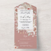 Boho Dustyバラ素朴フローラ(RSVP付き結婚) オールインワン招待状 (内側)