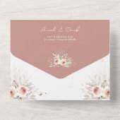 Boho Dustyバラ素朴フローラ(RSVP付き結婚) オールインワン招待状 (裏面)