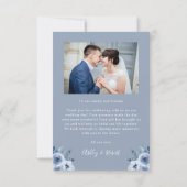 Boho Dusty Blueフローラモダンアー結婚チの写真 サンキューカード (裏面)