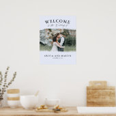 Boho Dusty Blueモダンの結婚Welcome Photo Sign ポスター (キッチン)