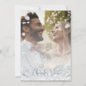 Boho Dusty Blue植物写真エレガント集 サンキューカード (正面)