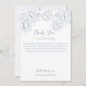 Boho Dusty Blue植物写真エレガント集 サンキューカード (裏面)