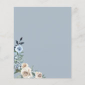 Boho Dusty Blue Beige Flowersスクリプト日付を保存 (裏面)