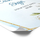 Boho Dusty Blue Eucalyptus Custom DIY Wedding Sign ポスター (角)