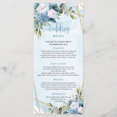 Boho Dusty Blue Eucalyptus Floral Wedding Menu メニュー (正面)