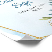 Boho Dusty Blue Eucalyptus Gold Glitter Custom  ポスター (角)