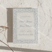 Boho Dusty Blue Floral Botanical Photo Wedding  セーブザデート