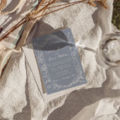Boho Dusty Blue Floral Classy All In One Wedding 招待状