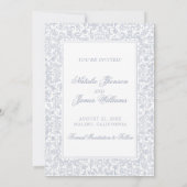 Boho Dusty Blue Floral Fancy Botanical Wedding  セーブザデート (裏面)