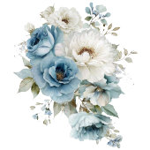 Boho Dusty Blue Floral Gold 80th Birthday Invite 招待状