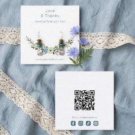 Boho Dusty Blue Floral Jewelry Card TMF26 スクエア名刺