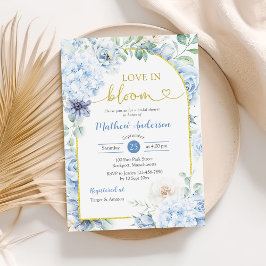 Boho Dusty Blue Floral Love In Bloom Bridal Shower 招待状