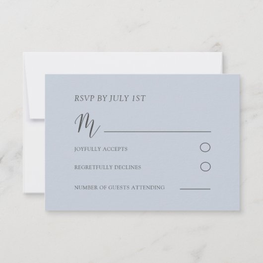 Boho Dusty Blue Floral RSVP Wedding (裏面)