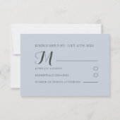 Boho Dusty Blue Floral Wedding RSVP  (裏面)