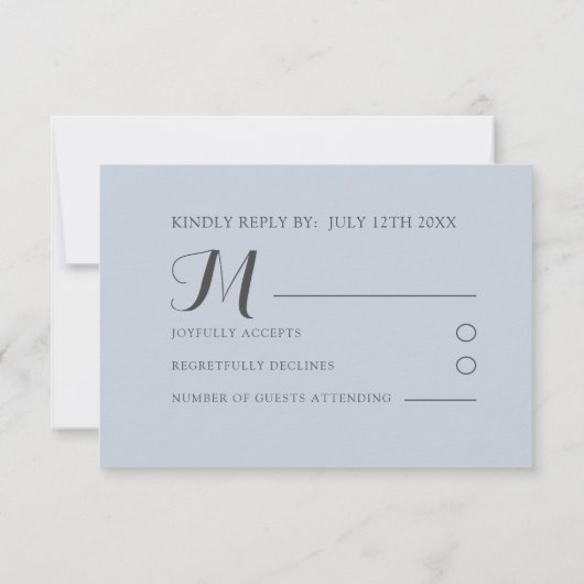 Boho Dusty Blue Floral Wedding RSVP (裏面)