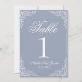 Boho Dusty Blue Floral Wedding Table Number 招待状 (裏面)
