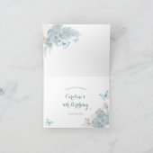 Boho Dusty Blue Flutter on Over Butterfly サンキューカード (内部)