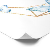 Boho Dusty Blue Flutter on Over Butterfly Welcome ポスター (角)