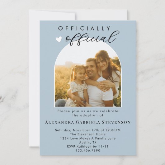 Boho Dusty Blue Official Adoption Day Celebration  招待状 (正面)