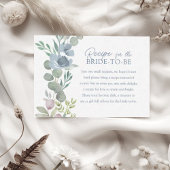 Boho Dusty Blue Recipe for the Bride Floral エンクロージャーカード
