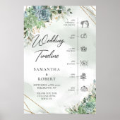 Boho Dusty Green多肉栽培金ゴールド結婚のタイムライン ポスター (正面)