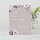 Boho Dusty Mauve QRコード2 in 1 結婚's 招待状 (スタンド正面)