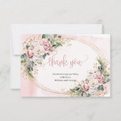Boho Dusty Pink Floral Eucalyptus Thank You Card サンキューカード (正面)