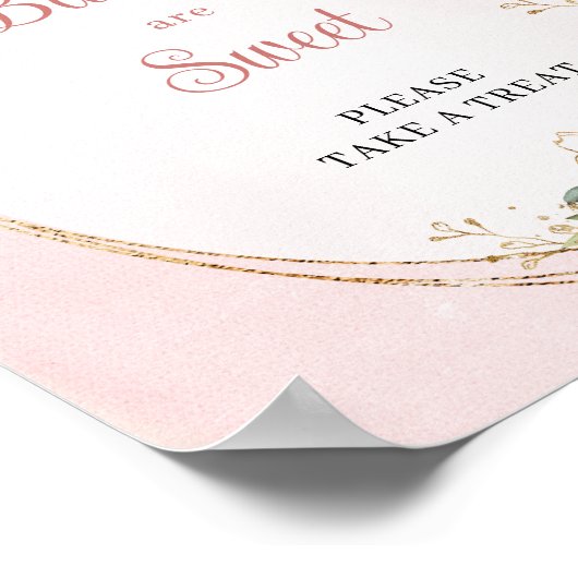 Boho Dusty Pink Flowers Eucalyptus Babies Sweet ポスター (角)