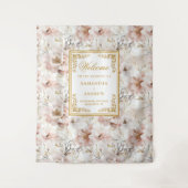 Boho Dusty Pink Ivory Gold Wedding Tapestry タペストリー (正面)