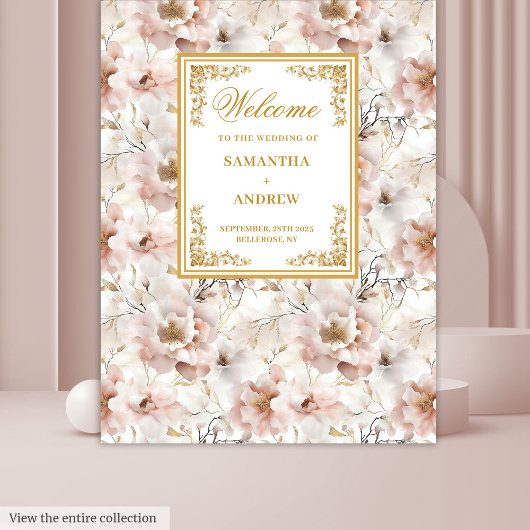 Boho Dusty Pink Ivory Gold Wedding Tapestry タペストリー