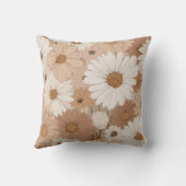 Boho Earth Tone Daisy Tan Floral Pattern クッション (裏面)