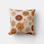 Boho Earth Tone Daisy Tan Floral Pattern クッション (正面)