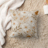 Boho Earth Tone Daisy Tan Floral Pattern クッション (ブランケット)