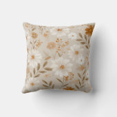 Boho Earth Tone Daisy Tan Floral Pattern クッション (裏面)