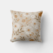 Boho Earth Tone Daisy Tan Floral Pattern クッション (正面)