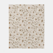 Boho Earth Tone Daisy Tan Floral Pattern フリースブランケット (正面)