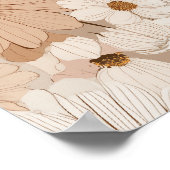 Boho Earth Tone Daisy Tan Floral Pattern ポスター (角)