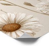 Boho Earth Tone Daisy Tan Floral Pattern ポスター (角)