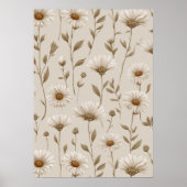 Boho Earth Tone Daisy Tan Floral Pattern ポスター (正面)