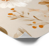 Boho Earth Tone Daisy Tan Floral Pattern ポスター (角)
