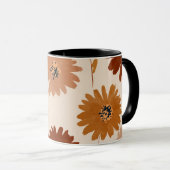 Boho Earth Tone Daisy Tan Floral Pattern マグカップ (正面右)