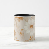 Boho Earth Tone Daisy Tan Floral Pattern マグカップ (中央)