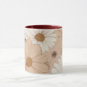 Boho Earth Tone Daisy Tan Floral Pattern マグカップ (中央)