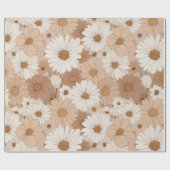 Boho Earth Tone Daisy Tan Floral Pattern ラッピングペーパー (フラット)