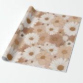 Boho Earth Tone Daisy Tan Floral Pattern ラッピングペーパー (アンロールド)