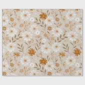 Boho Earth Tone Daisy Tan Floral Pattern ラッピングペーパー (フラット)